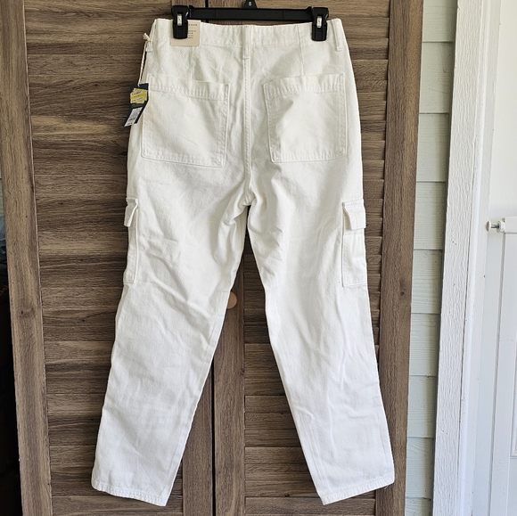 NWT white cargo pockets jeans ankle size S 4 regular 100% cotton - Picture 2 of 4
